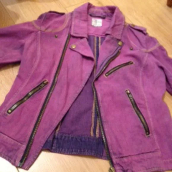 Denim biker jacket XS pink - Picture 3 of 8